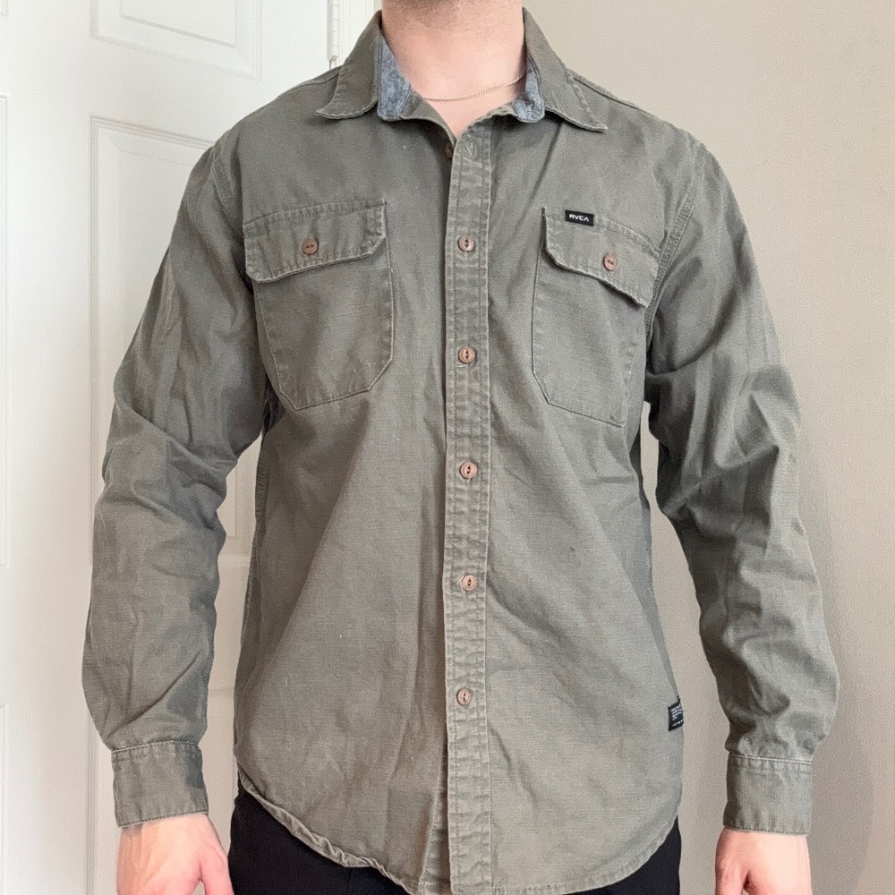 RVCA Mens Green Button-Up Jacket (M)